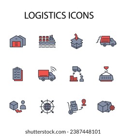 Logistics icon set.vector.Editable stroke.linear style sign for use web design,logo.Symbol illustration.
