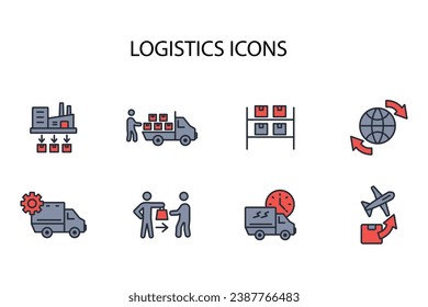 Logistics icon set.vector.Editable stroke.linear style sign for use web design,logo.Symbol illustration.