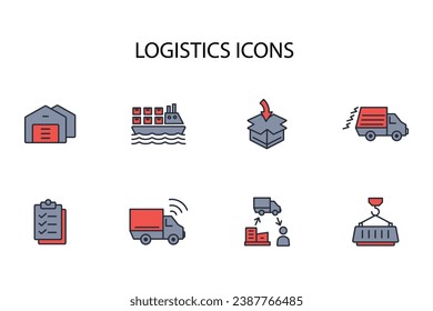 Logistics icon set.vector.Editable stroke.linear style sign for use web design,logo.Symbol illustration.