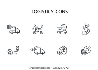 Logistics icon set.vector.Editable stroke.linear style sign for use web design,logo.Symbol illustration.