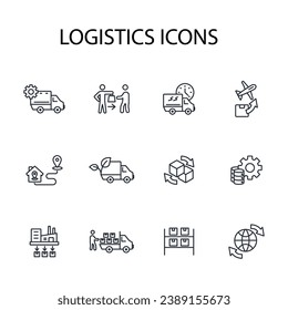 Logistics icon set.vector.Editable stroke.linear style sign for use web design,logo.Symbol illustration.