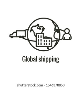 Logistics icon showing movement from one place to the next