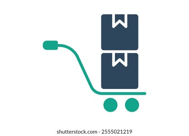 Logistics icon. solid icon style. cart with product. icon related to procurement. procurement management elements vector illustration