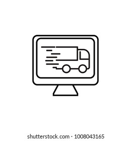 Logistics icon.Computer screen . Online shopping.