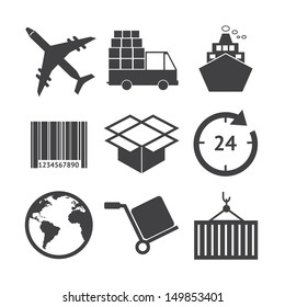 Logistics icons - Black and white series 