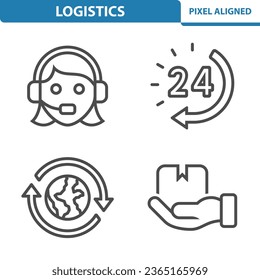 Logistics Icons. Call Center, Customer Service, Deadline, Delivery Vector Icon