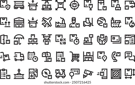 Logistics icons collection is a vector illustration with editable stroke.