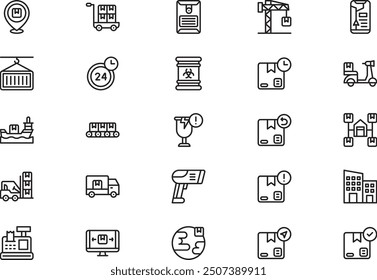 Logistics icons collection is a vector illustration with editable stroke.