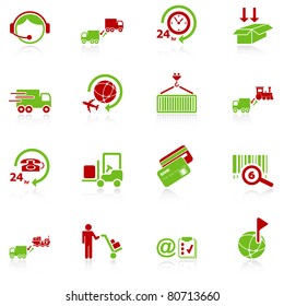 Logistics icons - green-red series