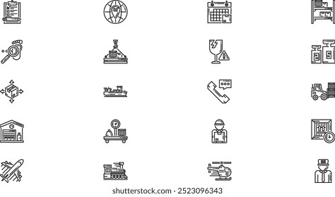 Ícones de logística Coleção de ícones vetoriais de alta qualidade com traço editável. Ideal para projetos profissionais e criativos.