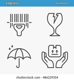 Logistics Icons. Professional, pixel perfect icons optimized for both large and small resolutions. EPS 8 format. 5x size for preview.