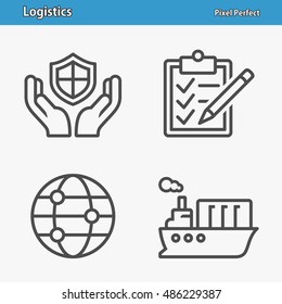 Logistics Icons. Professional, pixel perfect icons optimized for both large and small resolutions. EPS 8 format. 5x size for preview.