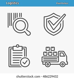 Logistics Icons. Professional, pixel perfect icons optimized for both large and small resolutions. EPS 8 format. 5x size for preview.