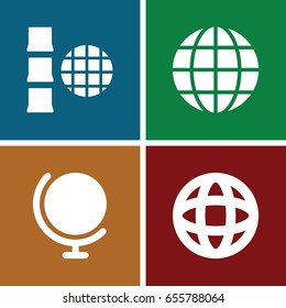 Logistics icons set. set of 4 logistics filled icons such as globe