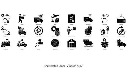 Logistics icons set. Set of editable stroke icons.Set of Logistics
