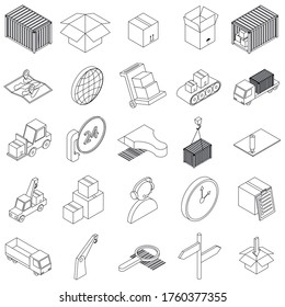 Logistics icons set in isometric 3d on a white background