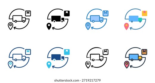 Logistics icons set multiple style collection. Editable stroke 
