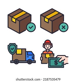 logistics icons set = logistics, truck delivery, cash on delivery. Perfect for website mobile app, app icons, presentation, illustration and any other projects