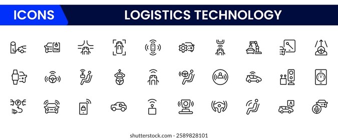 Logistics icons are set in two styles, Duotone and Thin Line style. box, delivery, insurance, ship, rating, cash on delivery