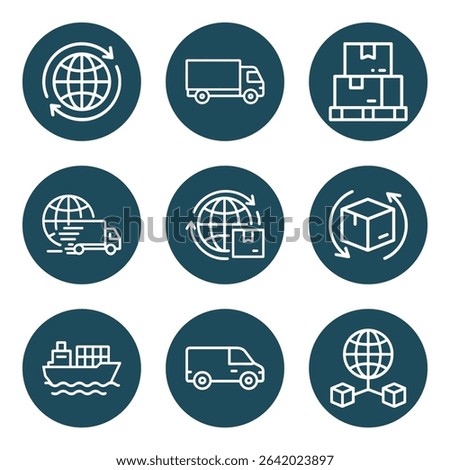Logistics Icons Worldwide Shipping Network. Icon symbol illustration