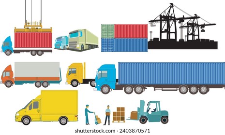 Logistics industry, shipping and delivery, isolated illustration