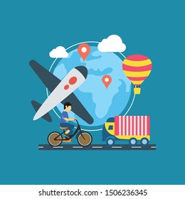 Logistics info graphics concept vector illustration
