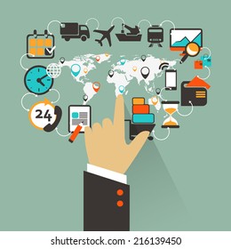 Logistics  infographic elements. Transport logistics in the process.