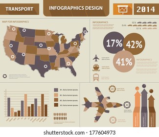 Logistics Infographics design,Retro style,vector