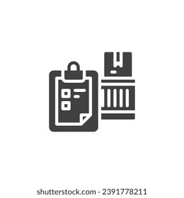Logistics inventory control vector icon. filled flat sign for mobile concept and web design. Stock control and inventory glyph icon. Symbol, logo illustration. Vector graphics