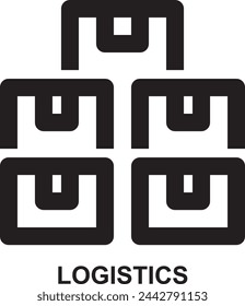 logistics, inventory, stock, product, goods, boxes expanded outline style icon for web mobile app presentation printing