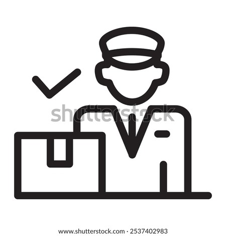 Logistics line icon, import customs clearance, export customs clearance.