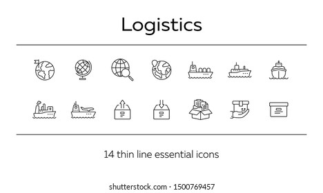Logistics line icon set. Worlwide export and packaging concept.Vector illustration can be used for topics like marine, transportation, export