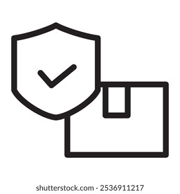 Logistics line icon, shipping insurance, delivery protection, security icon.