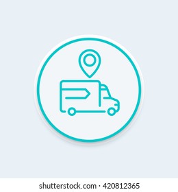 Logistics line icon, transportation, delivery, round linear pictogram, vector illustration
