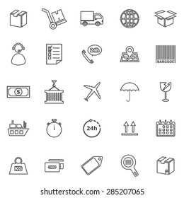 Logistics line icons on white background, stock vector