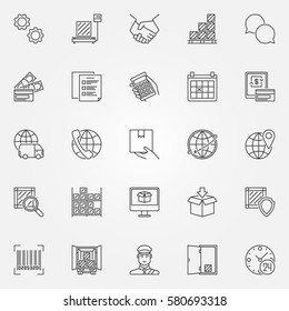 Logistics line icons set - vector delivery and shipping concept symbols or design elements for logistic company