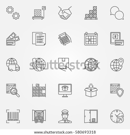 Logistics line icons set - vector delivery and shipping concept symbols or design elements for logistic company