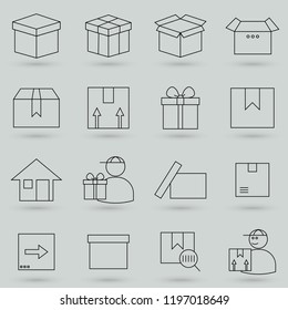 Logistics - line vector icon set. Container, cargo, shipping, delivery, ets. Thin line vector icons for website design and development, app development.