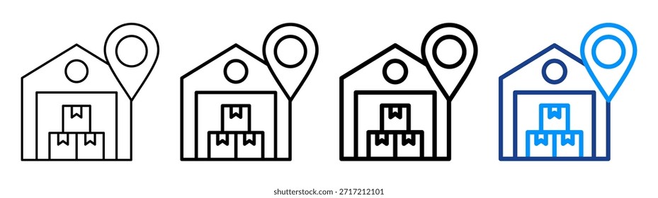Conjunto de Colección de contorno diferente de ícono de Locación logística