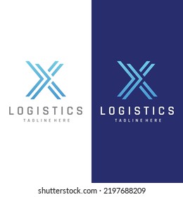 Logistics logo with arrows, order box, fast and digital order.
