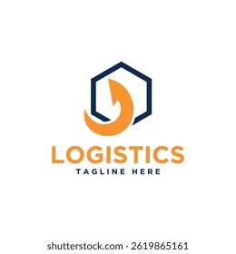 Logística logotipo design Seta e hexágono forma moderno conceito criativo mínimo 