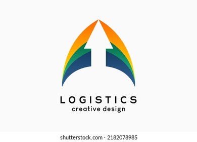 Logistics logo design, arrow icon with a creative and simple concept