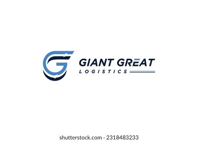 Logistics logo design with arrow and letter G concept