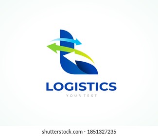 Logistics logo design, arrows and  letter L blue color