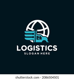 Logistics logo design of ships planes cars freight forwarders across the country of the expedition