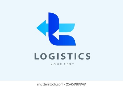 Logistics logo design, silhouette letter L and arrow