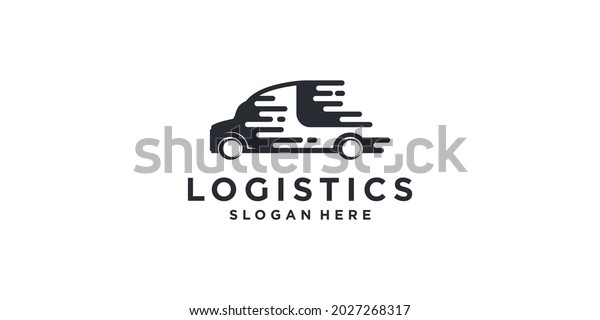 Logistics logo\
with fast car element Premium\
Vector