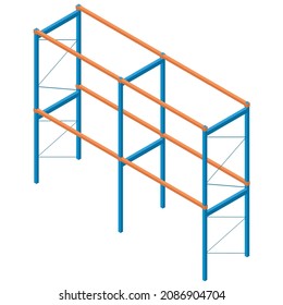 Logistics, mail order, illustration of logistics image, empty rack shelf isometrics