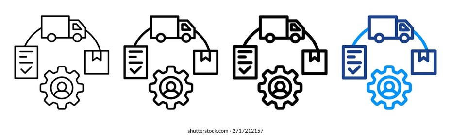 Conjunto de Colección de contorno diferente de ícono de gestión logística