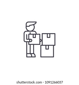 Logistics manager linear icon concept. Logistics manager line vector sign, symbol, illustration.